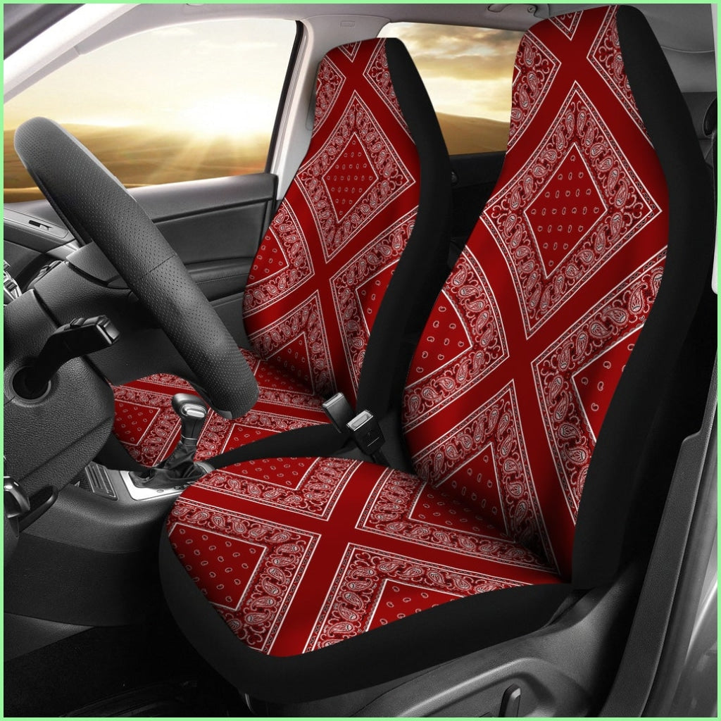 Maroon Bandana Car Seat Covers - Diamond