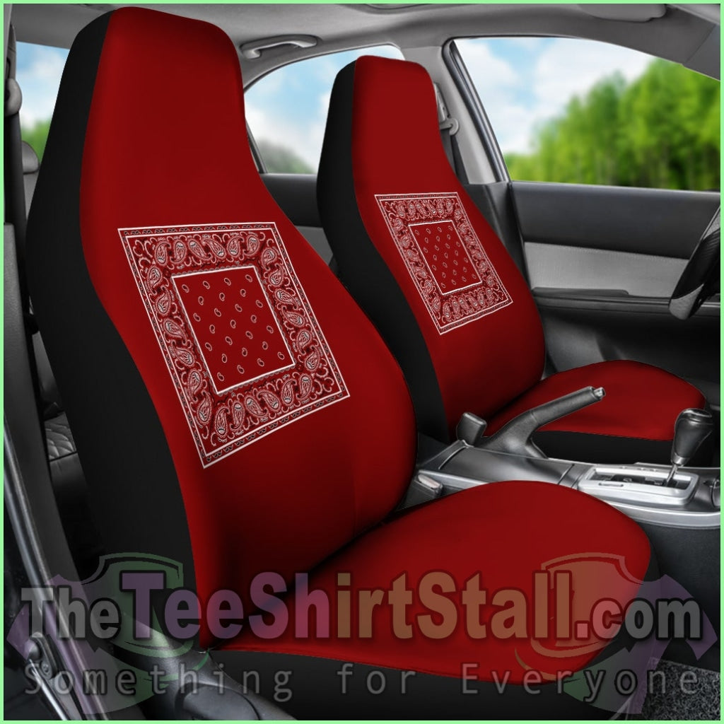 Maroon Bandana Car Seat Covers - Minimal