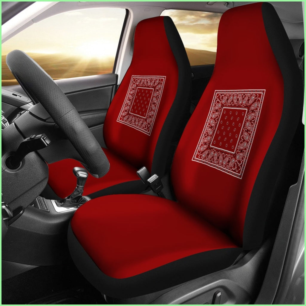 Maroon Bandana Car Seat Covers - Minimal