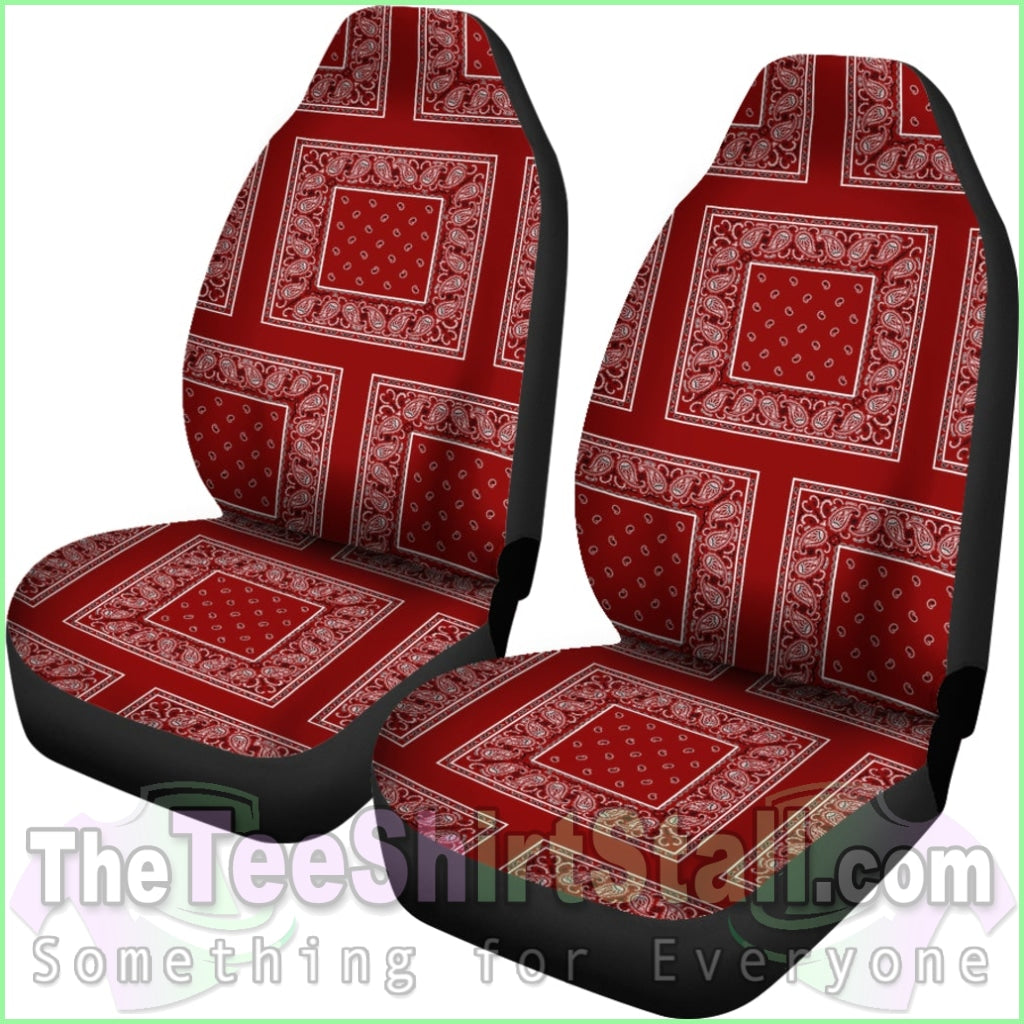 Maroon Bandana Car Seat Covers - Patch