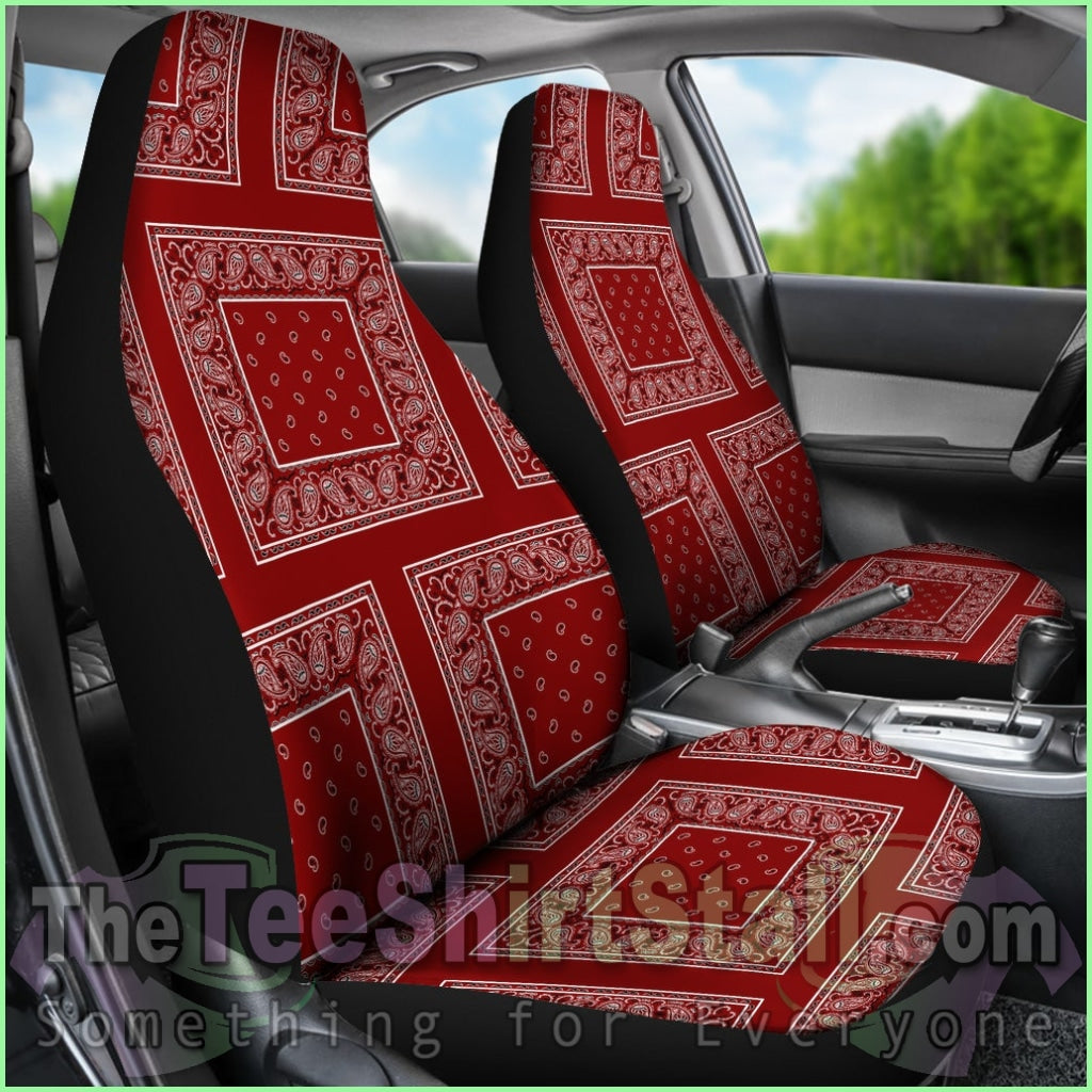 Maroon Bandana Car Seat Covers - Patch