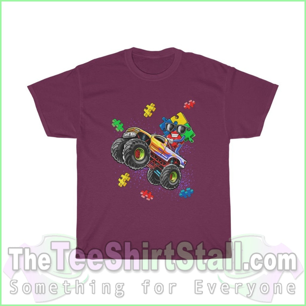 Monster Truck - Autism Tee S / Maroon T-Shirt