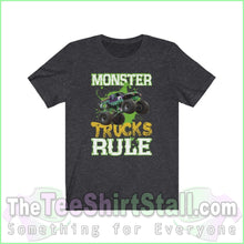 Load image into Gallery viewer, Monster Trucks Rule Tee Dark Grey Heather / Xs T-Shirt
