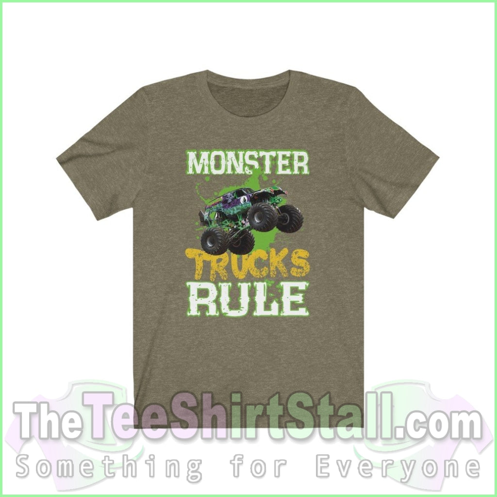 Monster Trucks Rule Tee Heather Olive / Xs T-Shirt