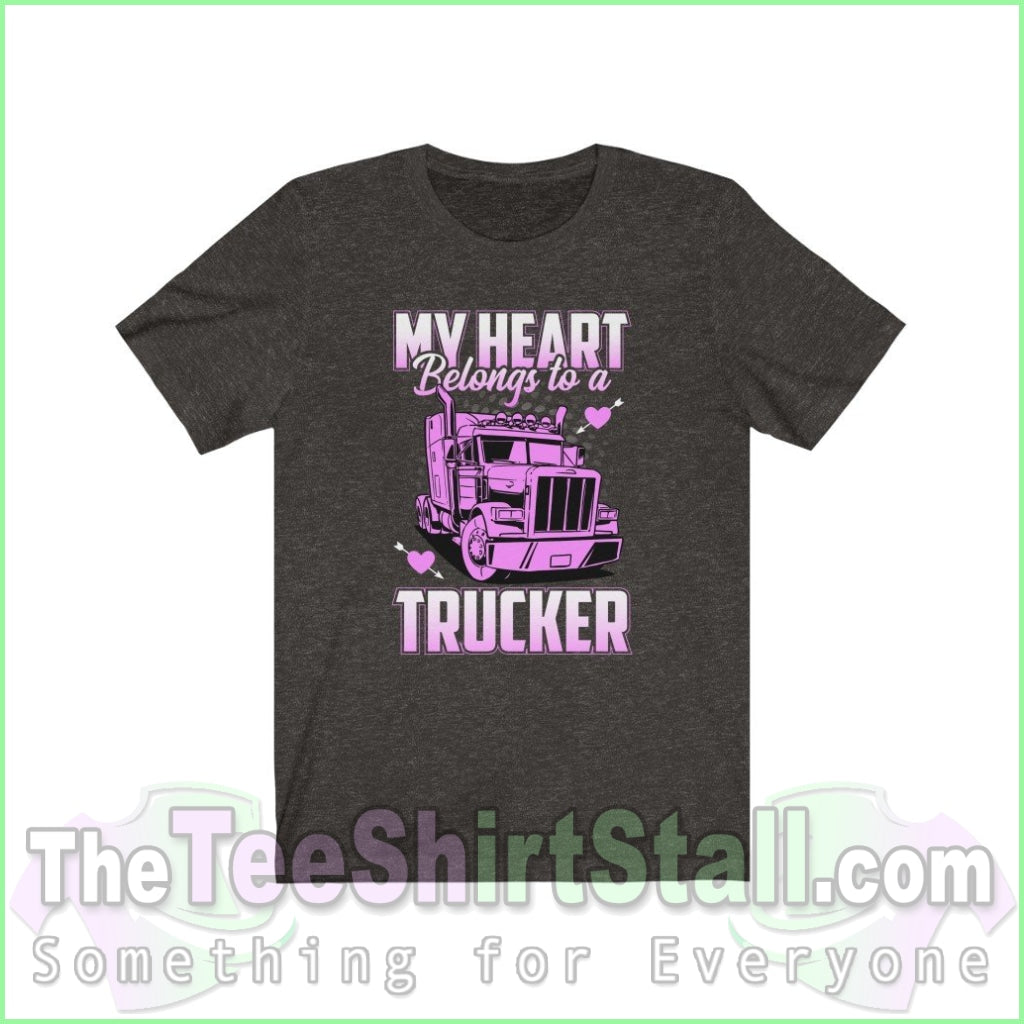 My Heart Belongs To A Trucker Tee Black Heather / Xs T-Shirt