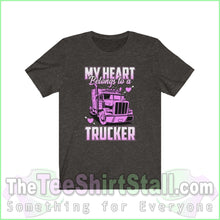 Load image into Gallery viewer, My Heart Belongs To A Trucker Tee Black Heather / Xs T-Shirt
