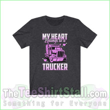 Load image into Gallery viewer, My Heart Belongs To A Trucker Tee Dark Grey Heather / Xs T-Shirt
