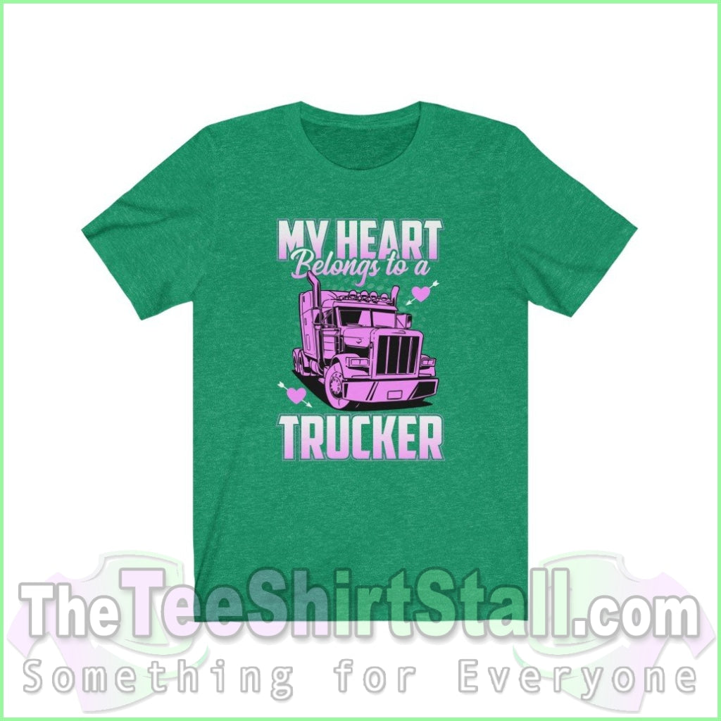 My Heart Belongs To A Trucker Tee Heather Kelly / Xs T-Shirt