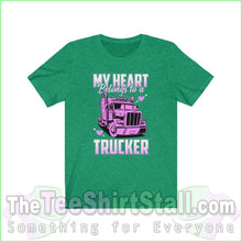 Load image into Gallery viewer, My Heart Belongs To A Trucker Tee Heather Kelly / Xs T-Shirt
