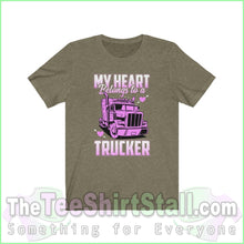 Load image into Gallery viewer, My Heart Belongs To A Trucker Tee Heather Olive / Xs T-Shirt
