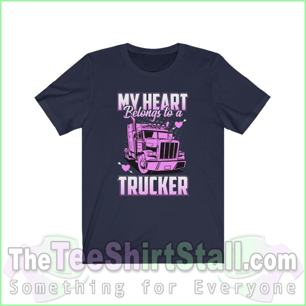 My Heart Belongs To A Trucker Tee Navy / Xs T-Shirt