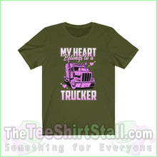 Load image into Gallery viewer, My Heart Belongs To A Trucker Tee Olive / Xs T-Shirt
