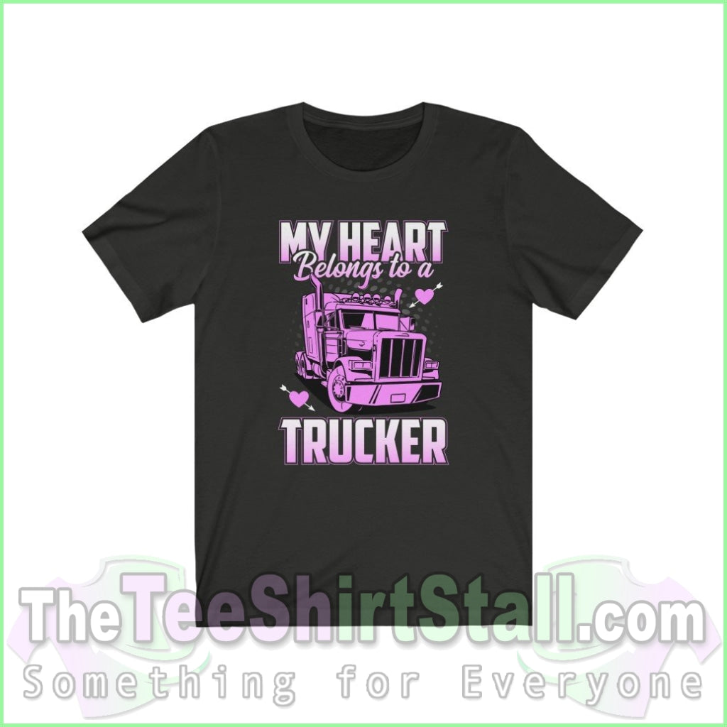 My Heart Belongs To A Trucker Tee Vintage Black / Xs T-Shirt