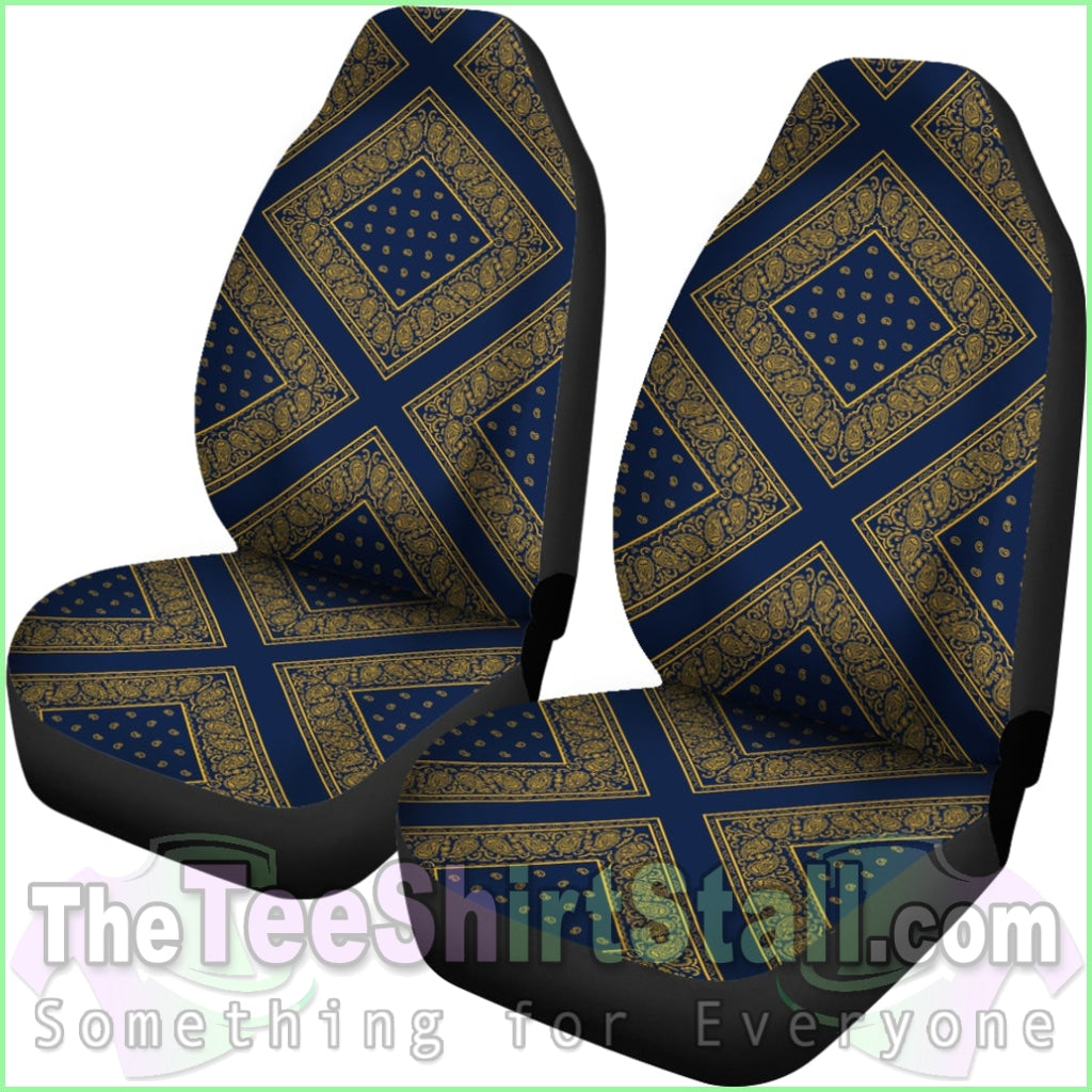 Navy And Gold Bandana Car Seat Covers