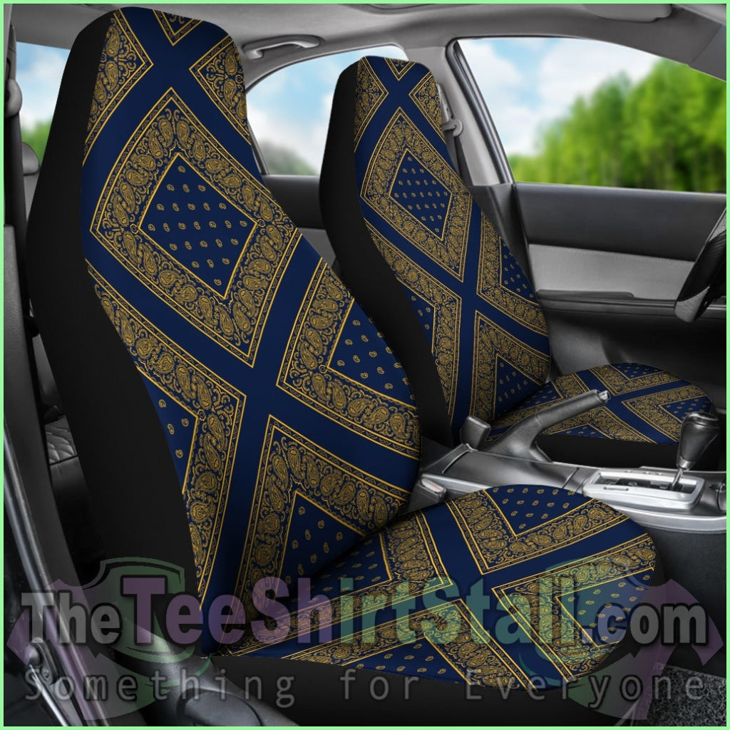 Navy And Gold Bandana Car Seat Covers