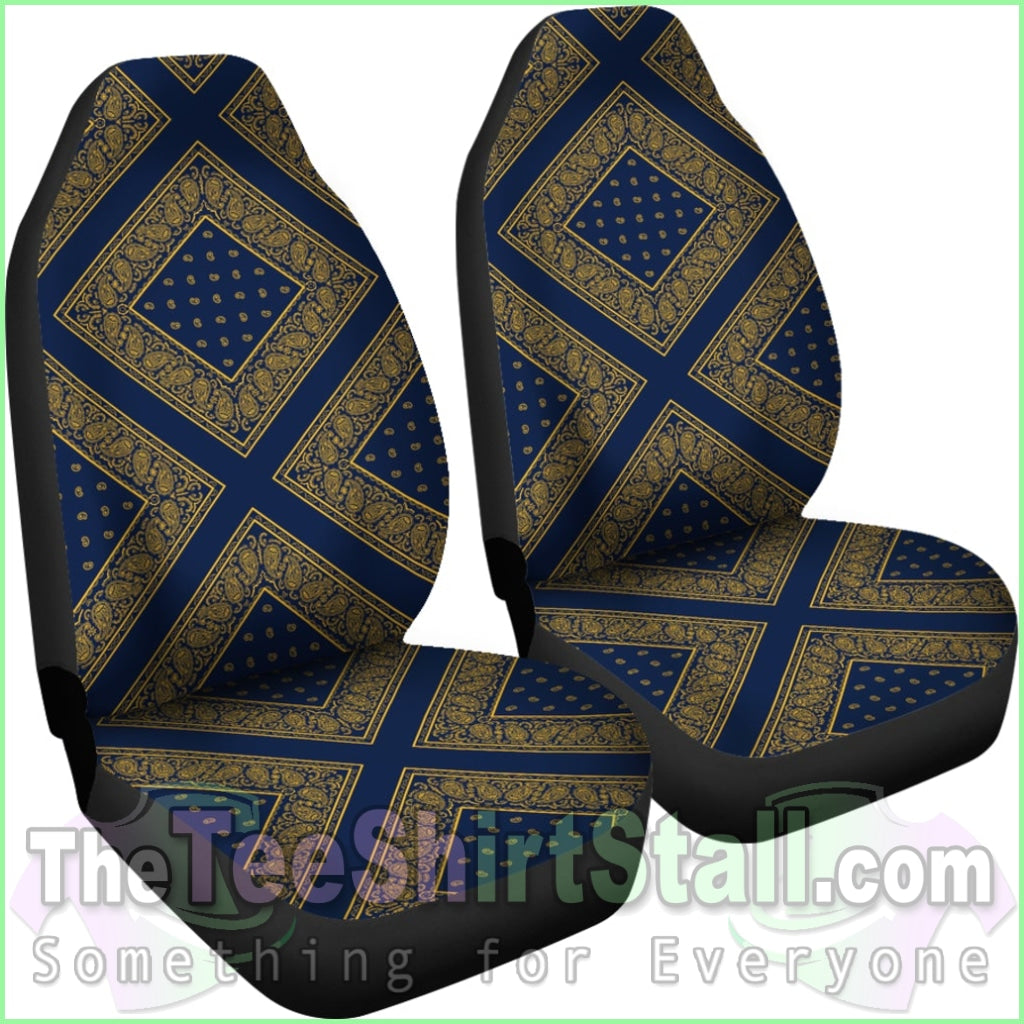 Navy And Gold Bandana Car Seat Covers