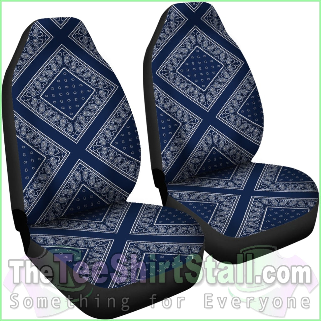 Navy Bandana Car Seat Covers - Diamond