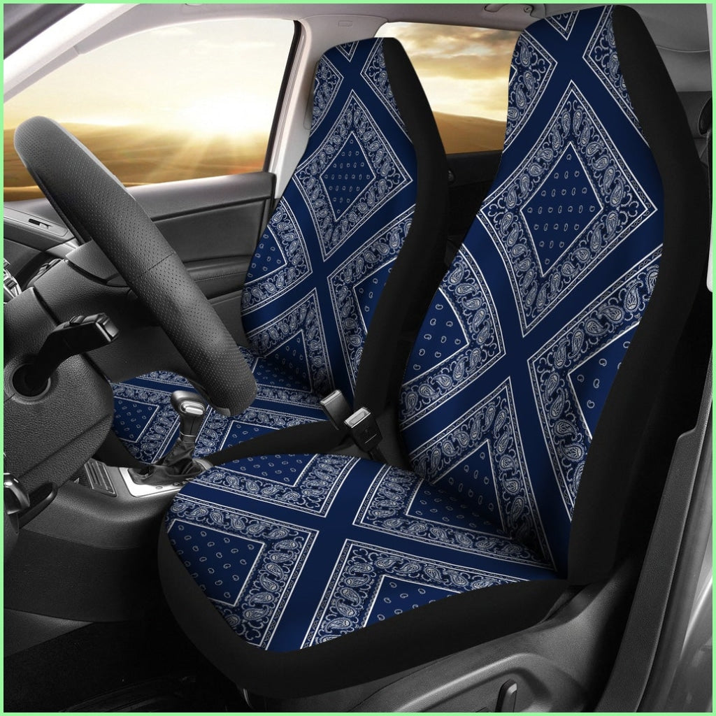 Navy Bandana Car Seat Covers - Diamond