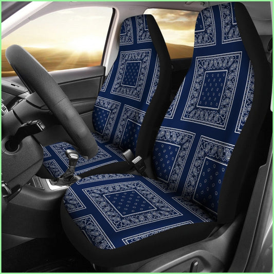 Navy Bandana Car Seat Covers - Patch