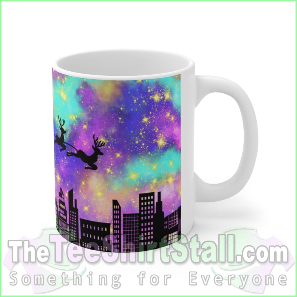 Neon Style Christmas Scene Ceramic Mug