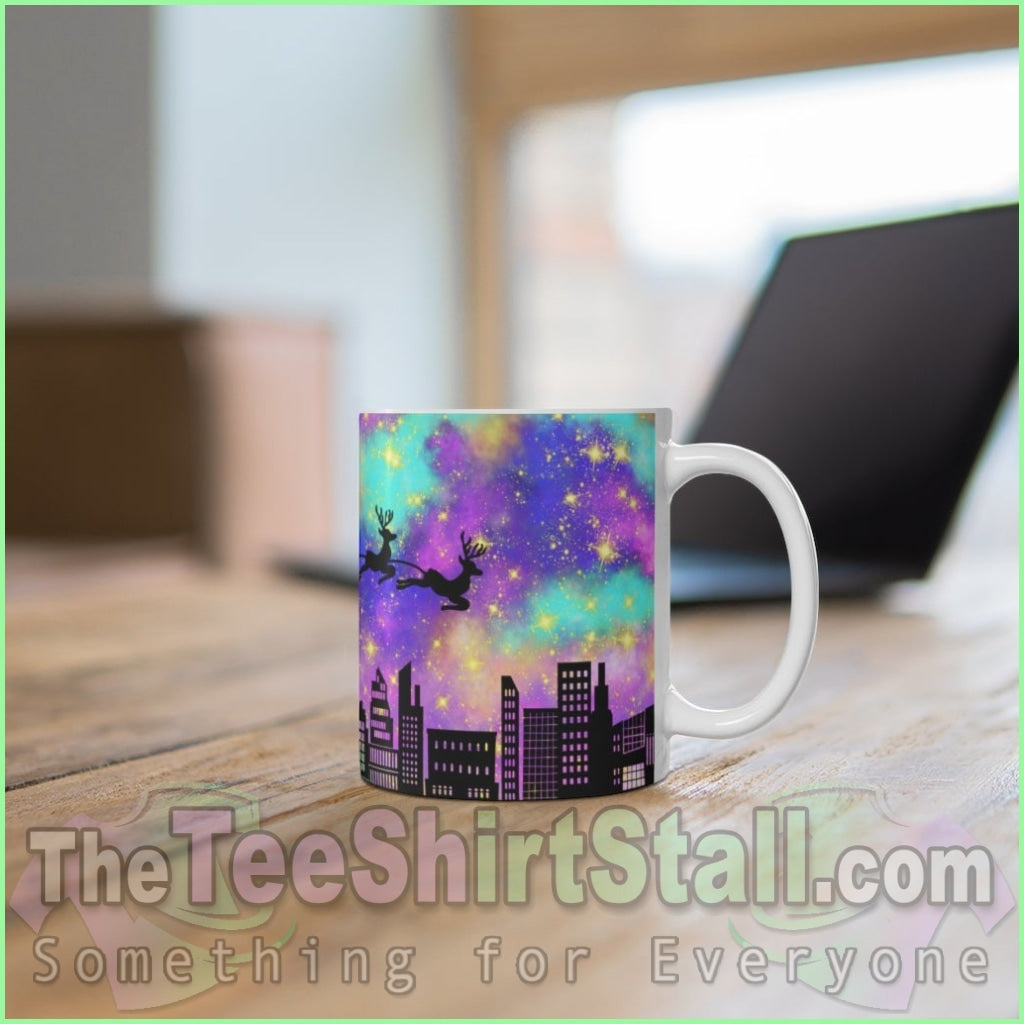 Neon Style Christmas Scene Ceramic Mug