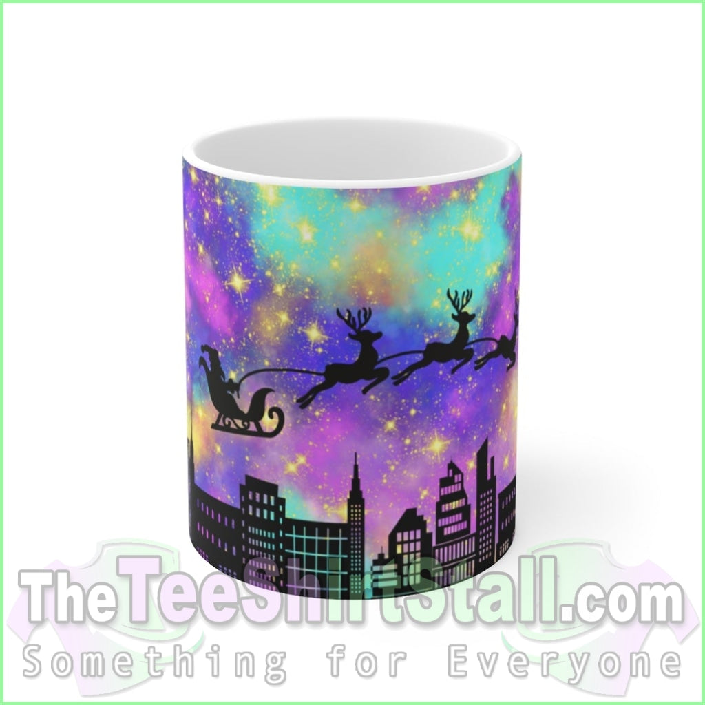 Neon Style Christmas Scene Ceramic Mug