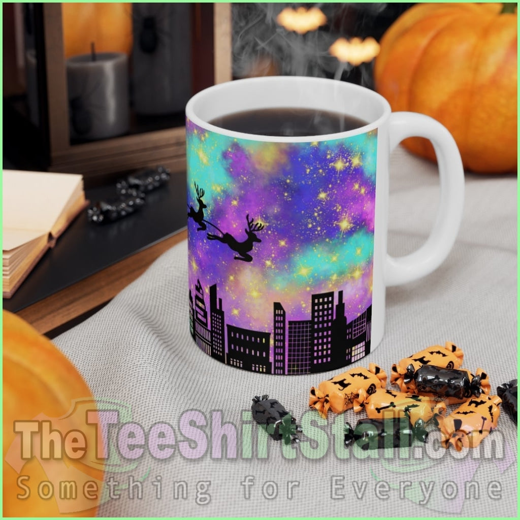 Neon Style Christmas Scene Ceramic Mug