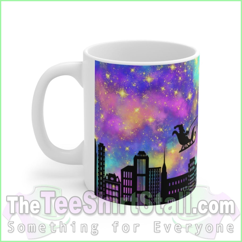 Neon Style Christmas Scene Ceramic Mug