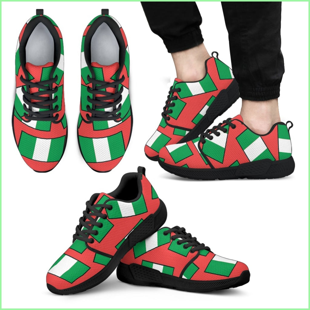 Nigerias Pride! Flagshoe - Mens Athletic Sneaker (Red Bg)