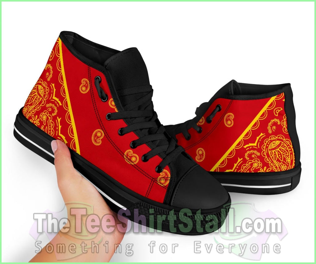 No Box Red And God Bandana High Top Sneakers