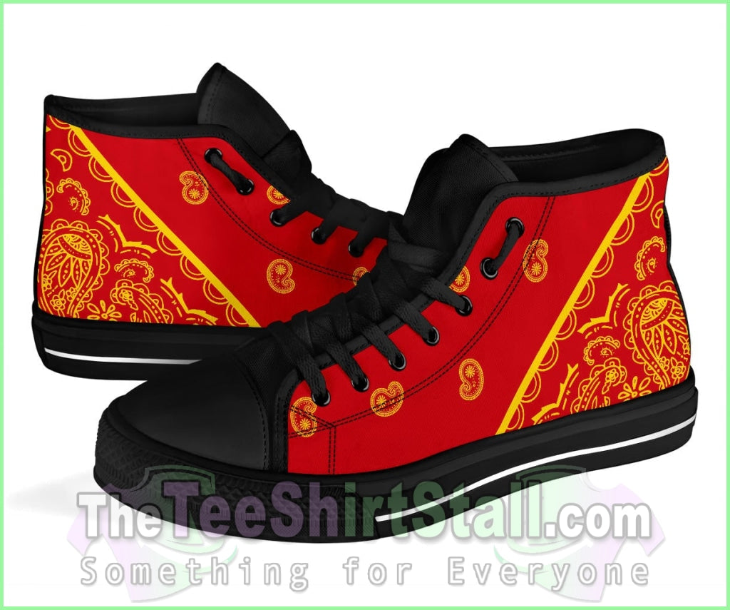 No Box Red And God Bandana High Top Sneakers