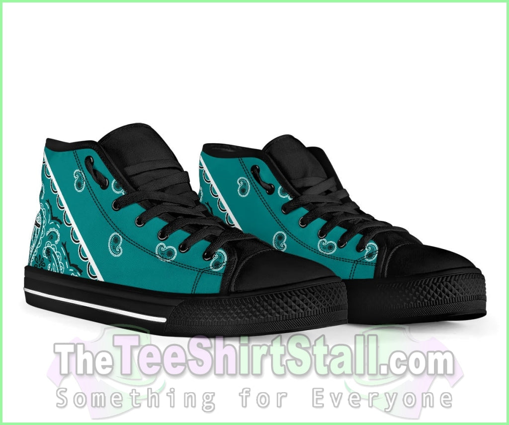 No Box Teal Bandana High Top Sneakers