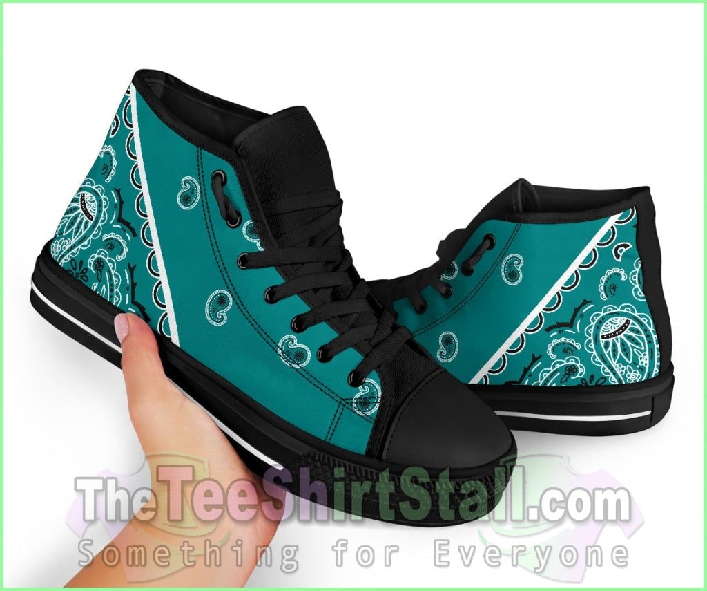 No Box Teal Bandana High Top Sneakers