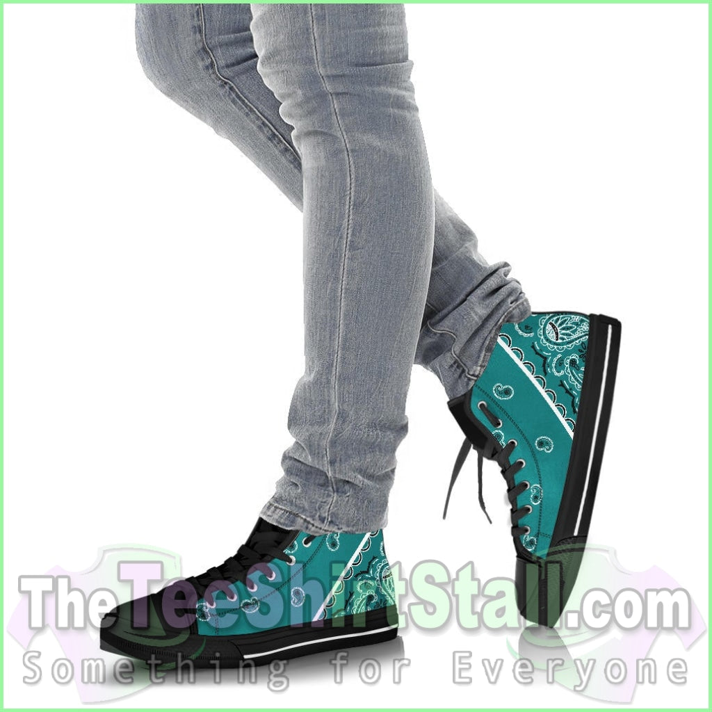 No Box Teal Bandana High Top Sneakers