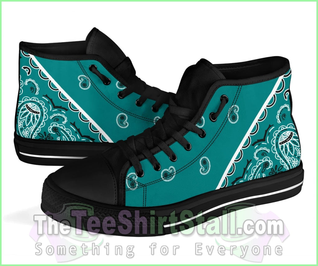 No Box Teal Bandana High Top Sneakers