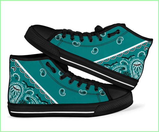 No Box Teal Bandana High Top Sneakers