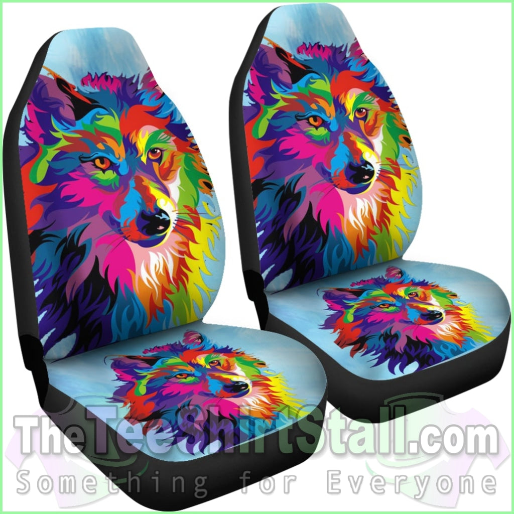 Painted Wolf Custom Car Seat Covers