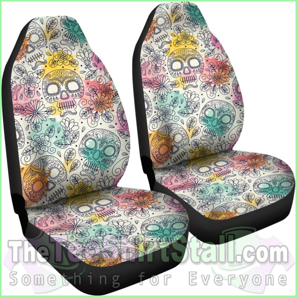 Pastel Sugar Skull Car Seat Covers