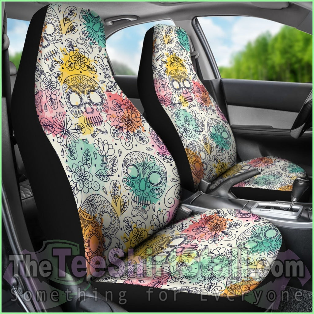 Pastel Sugar Skull Car Seat Covers