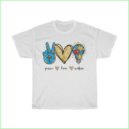 Peace Love Autism Tee L / White T-Shirt