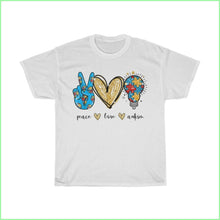 Load image into Gallery viewer, Peace Love Autism Tee L / White T-Shirt
