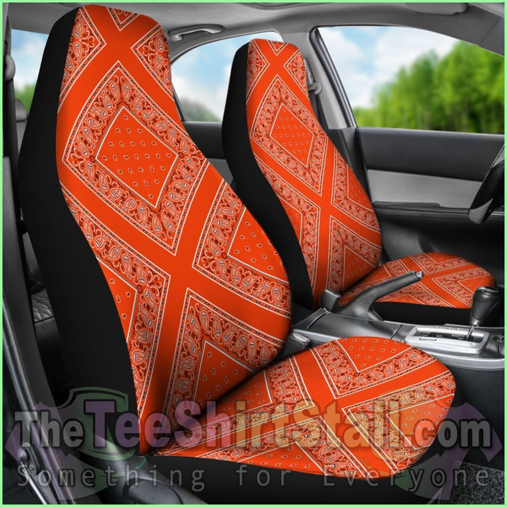 Perfect Orange Bandana Car Seat Covers - Diamond