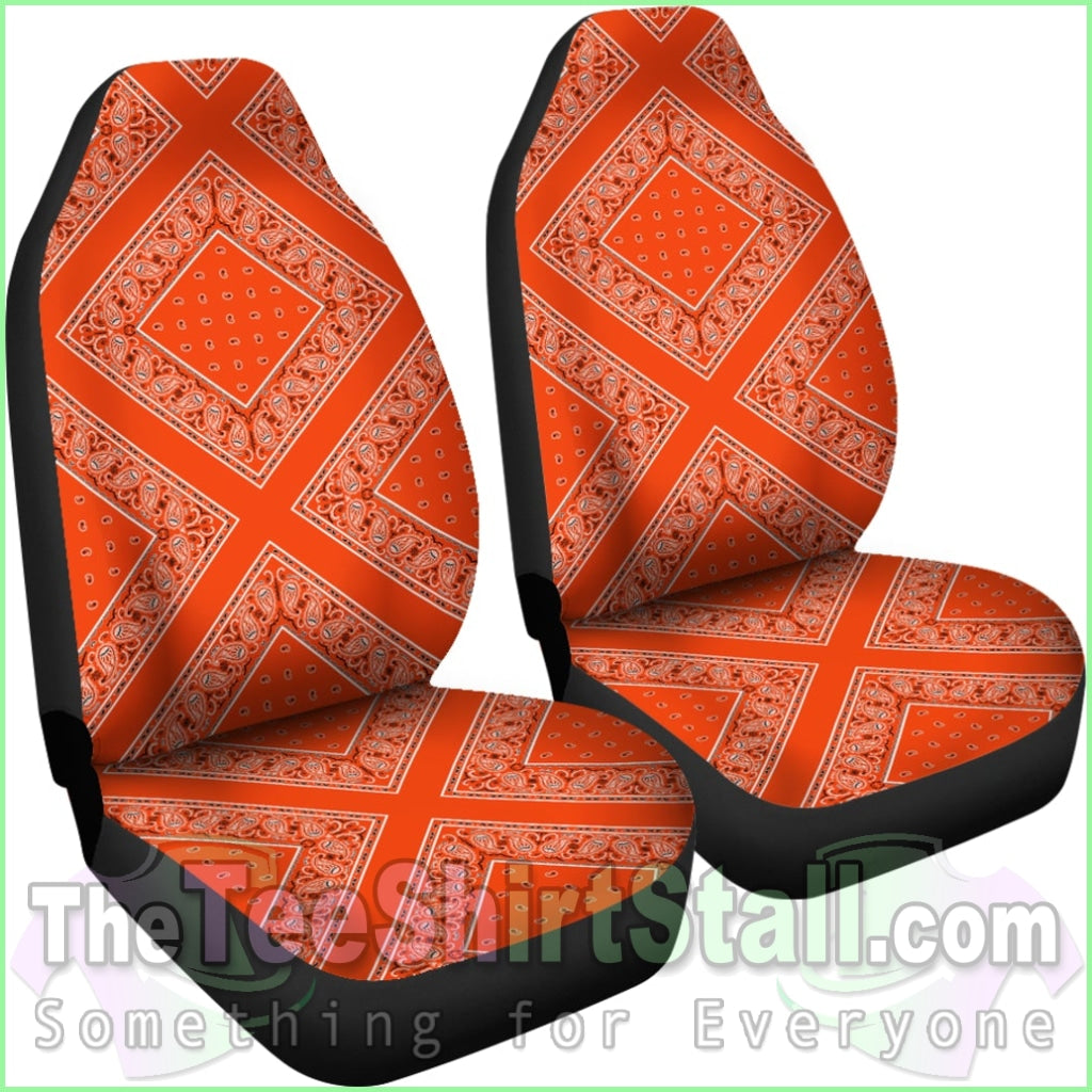 Perfect Orange Bandana Car Seat Covers - Diamond