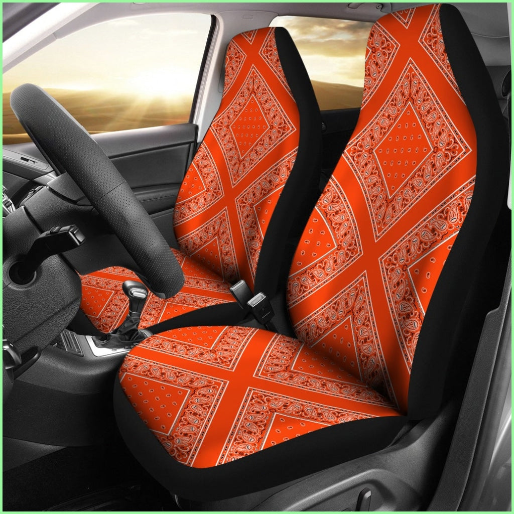 Perfect Orange Bandana Car Seat Covers - Diamond