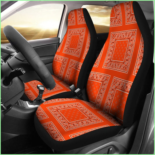 Perfect Orange Bandana Car Seat Covers - Patch