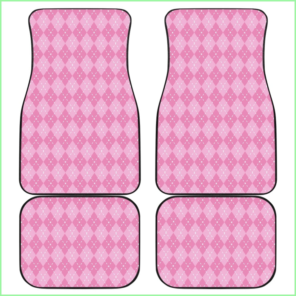 Pink Argyle Car Floor Mats Set 4