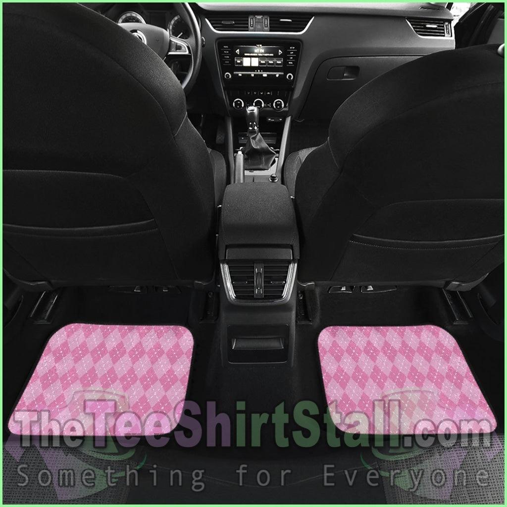 Pink Argyle Car Floor Mats Set 4