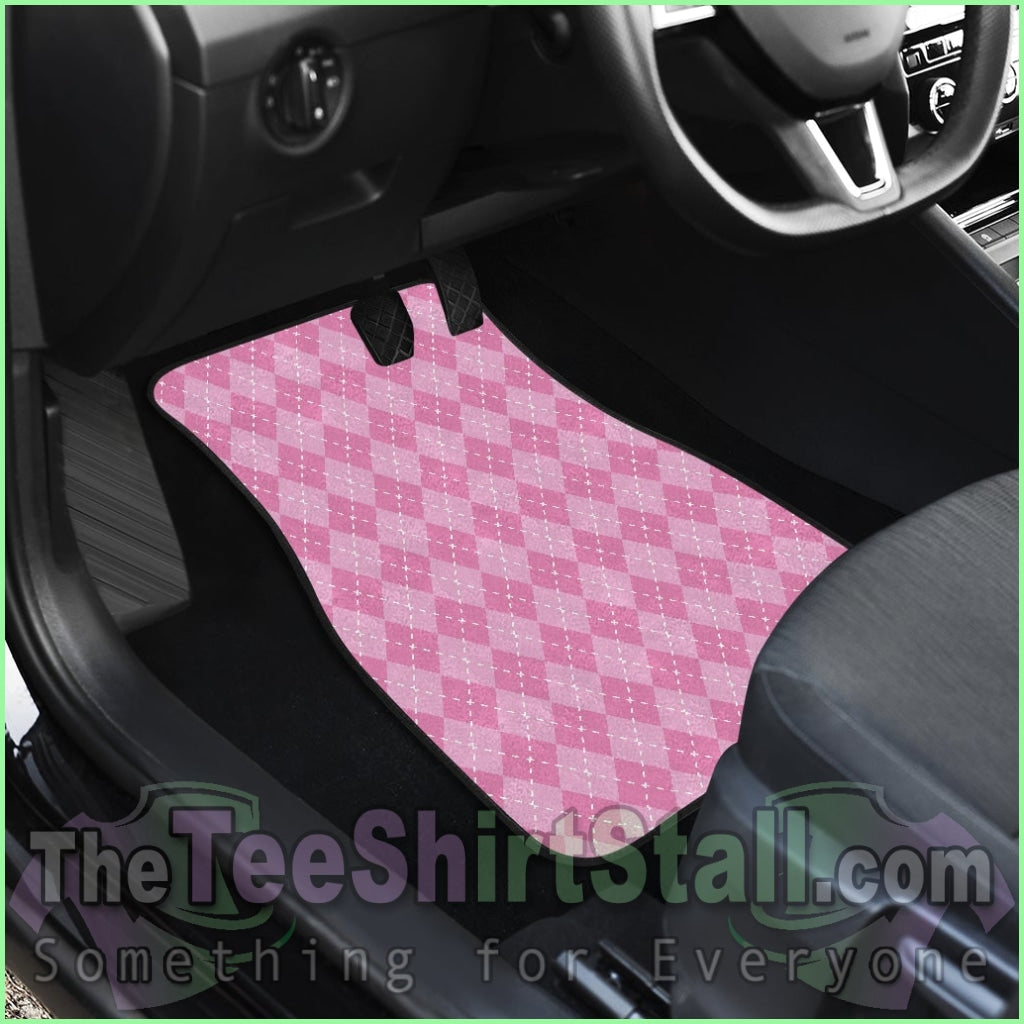 Pink Argyle Car Floor Mats Set 4