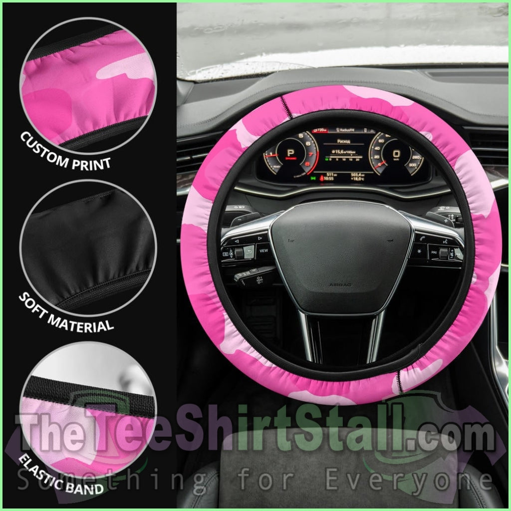 Pink Camouflage Steering Wheel Cover