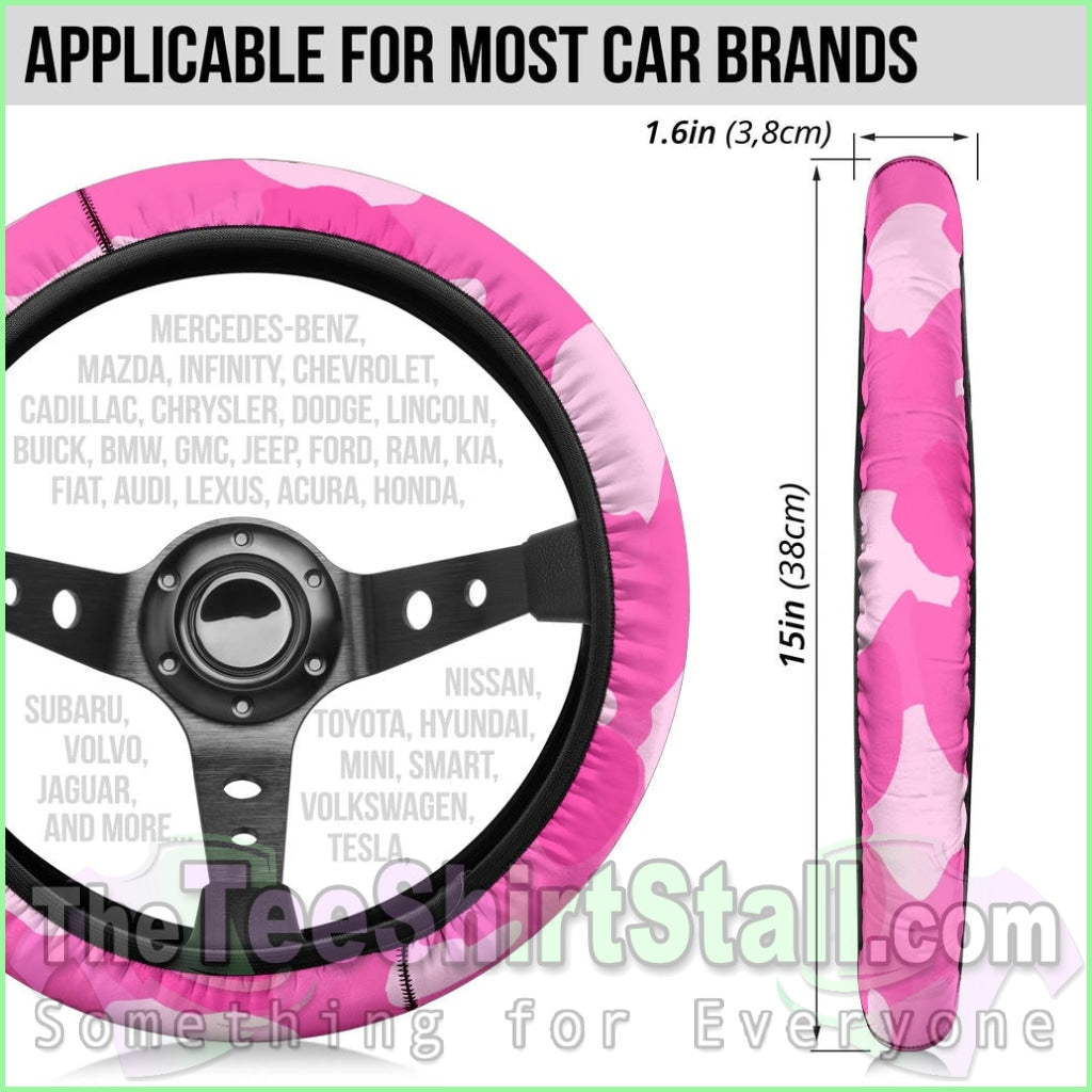 Pink Camouflage Steering Wheel Cover